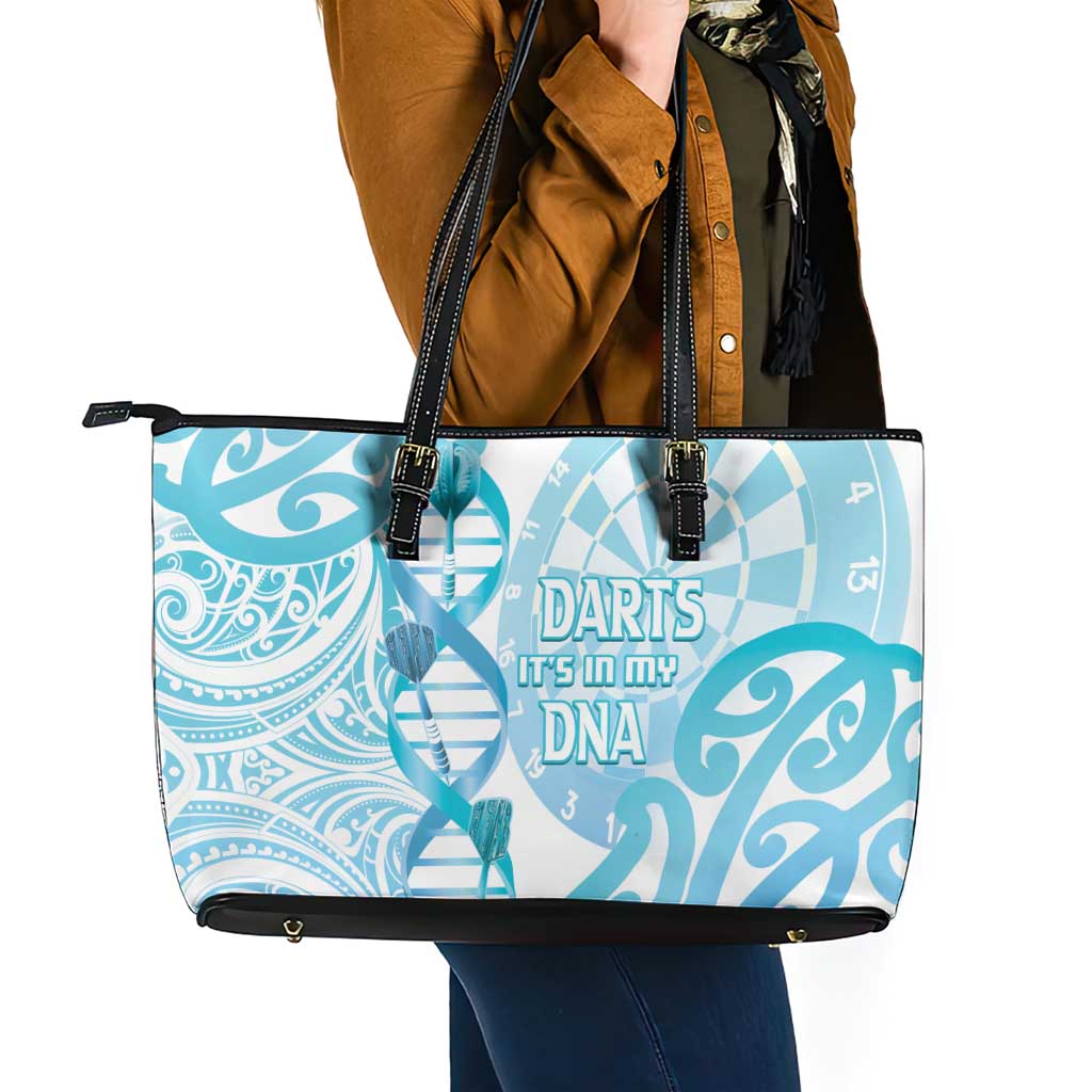 New Zealand Darts Leather Tote Bag Aotearoa Maori Its In My DNA White LT14 - Polynesian Pride