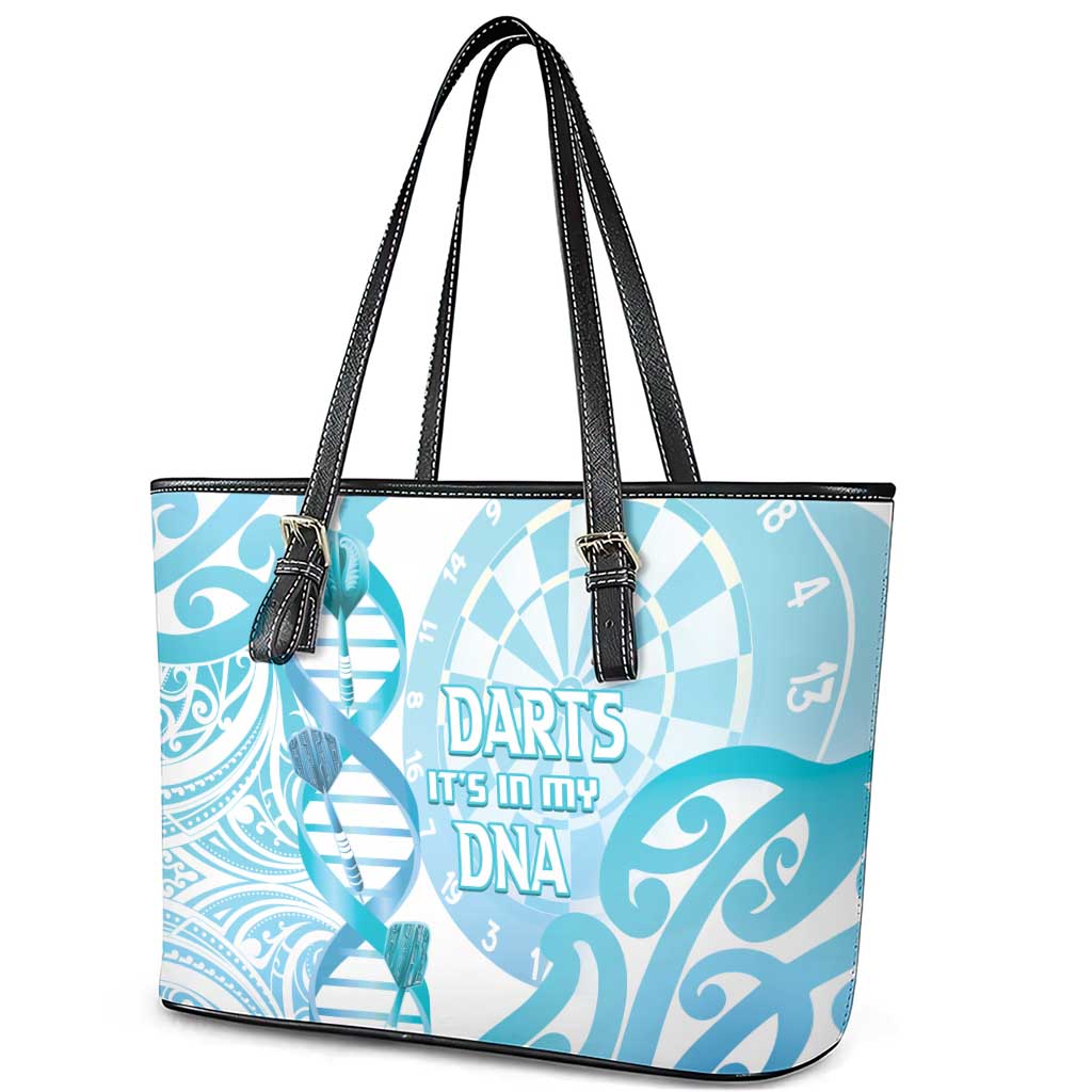 New Zealand Darts Leather Tote Bag Aotearoa Maori Its In My DNA White LT14 - Polynesian Pride