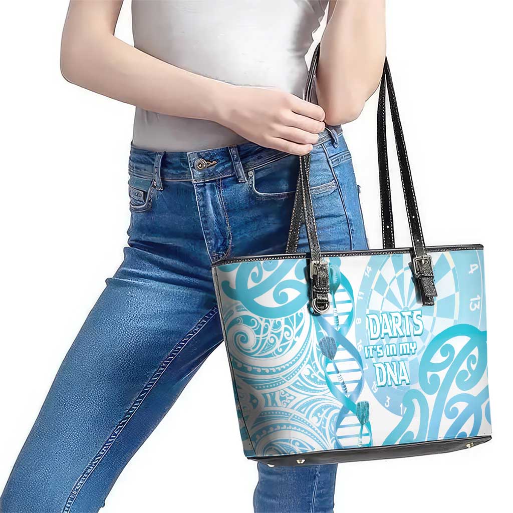 New Zealand Darts Leather Tote Bag Aotearoa Maori Its In My DNA White LT14 - Polynesian Pride