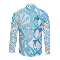 Personalised New Zealand Darts Long Sleeve Button Shirt Aotearoa Maori Its In My DNA White - Polynesian Pride