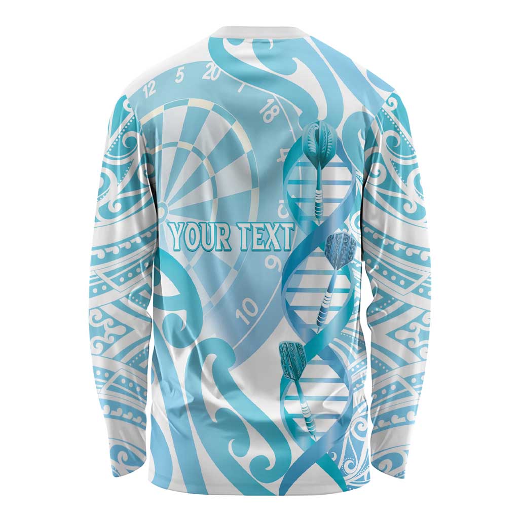 Personalised New Zealand Darts Long Sleeve Shirt Aotearoa Maori Its In My DNA White - Polynesian Pride