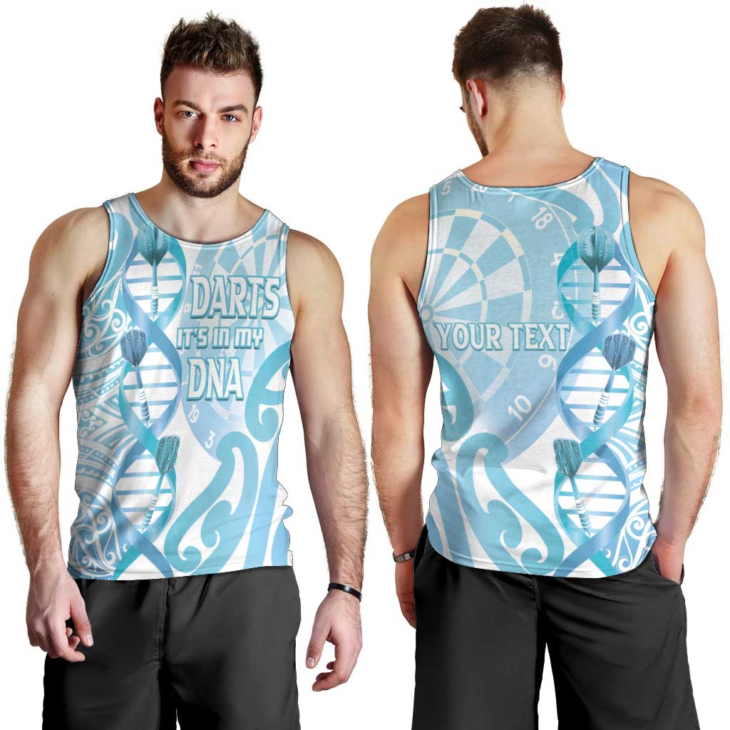 Personalised New Zealand Darts Men Tank Top Aotearoa Maori Its In My DNA White - Polynesian Pride