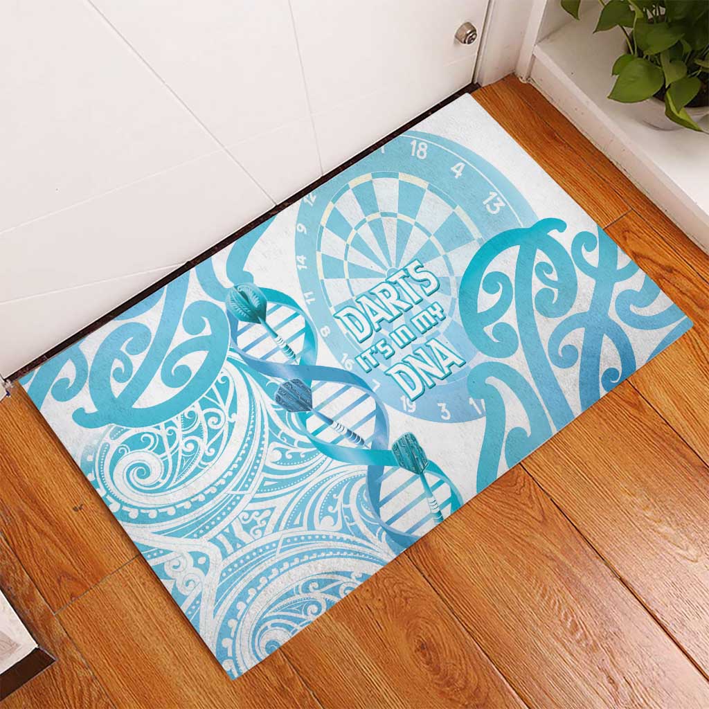 New Zealand Darts Rubber Doormat Aotearoa Maori Its In My DNA White - Polynesian Pride
