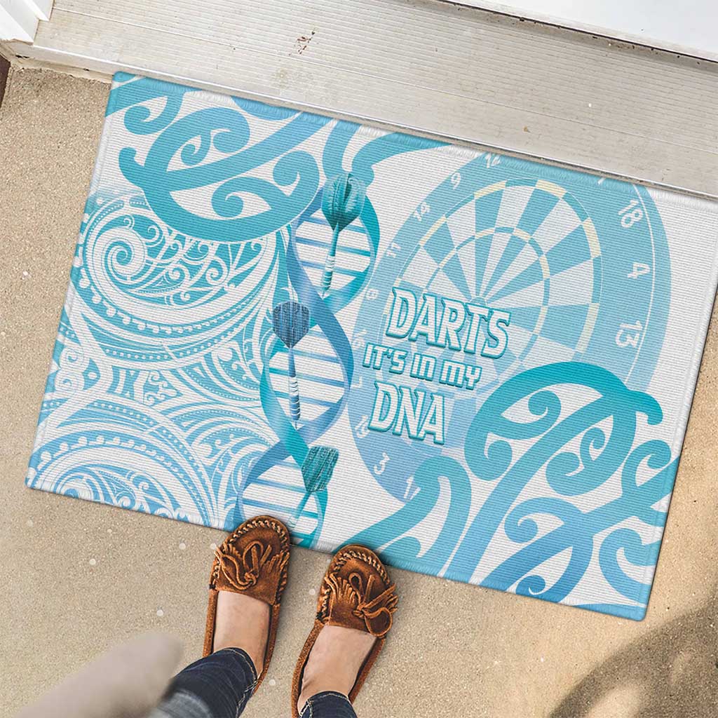 New Zealand Darts Rubber Doormat Aotearoa Maori Its In My DNA White - Polynesian Pride