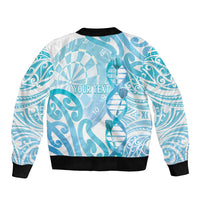 Personalised New Zealand Darts Sleeve Zip Bomber Jacket Aotearoa Maori Its In My DNA White - Polynesian Pride