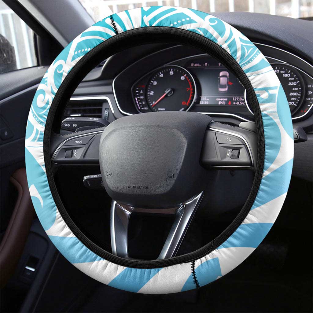 New Zealand Darts Steering Wheel Cover Aotearoa Maori Its In My DNA White - Polynesian Pride