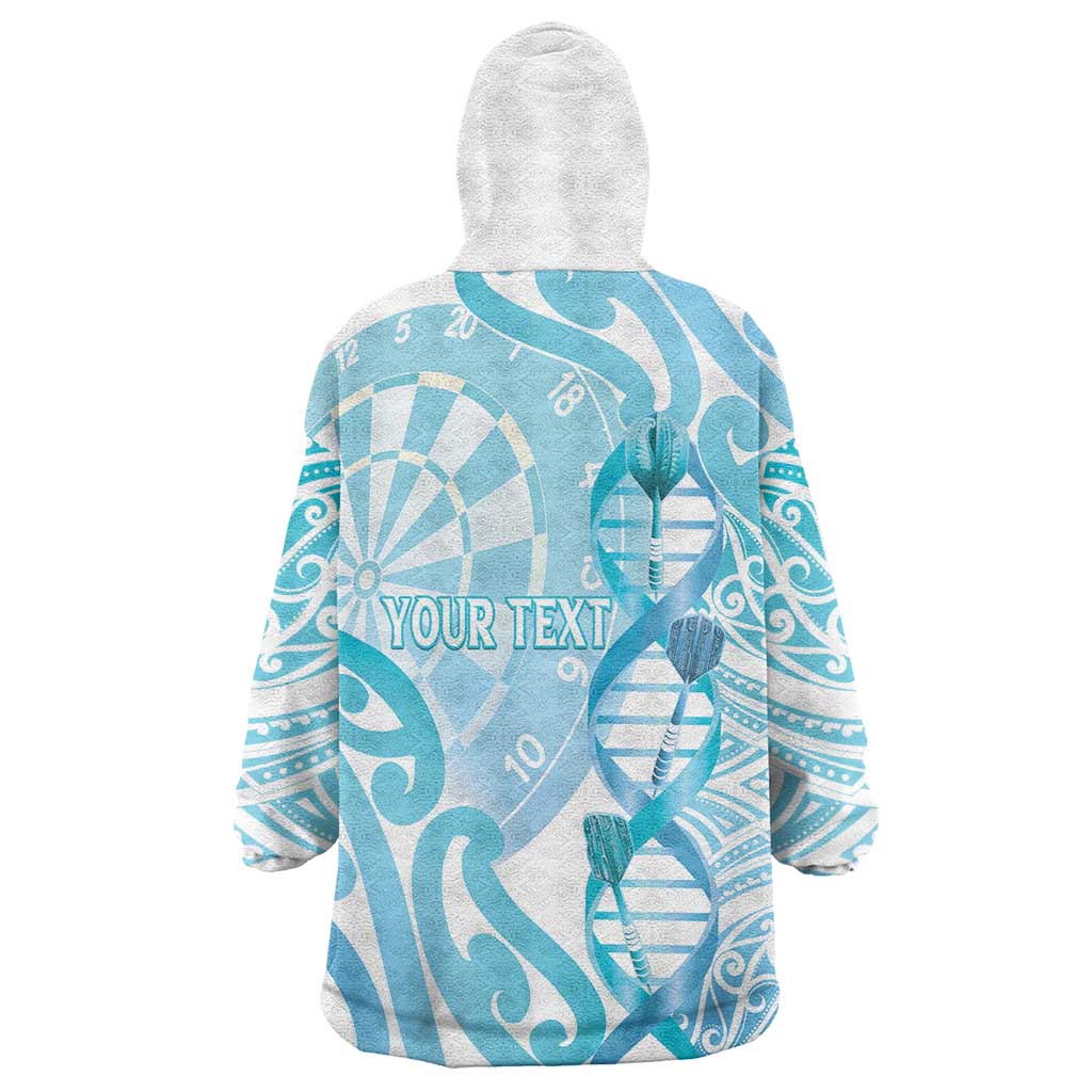 Personalised New Zealand Darts Wearable Blanket Hoodie Aotearoa Maori Its In My DNA White - Polynesian Pride