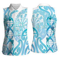 Personalised New Zealand Darts Women Sleeveless Polo Shirt Aotearoa Maori Its In My DNA White - Polynesian Pride