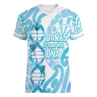 Personalised New Zealand Darts Women V-Neck T-Shirt Aotearoa Maori Its In My DNA White - Polynesian Pride