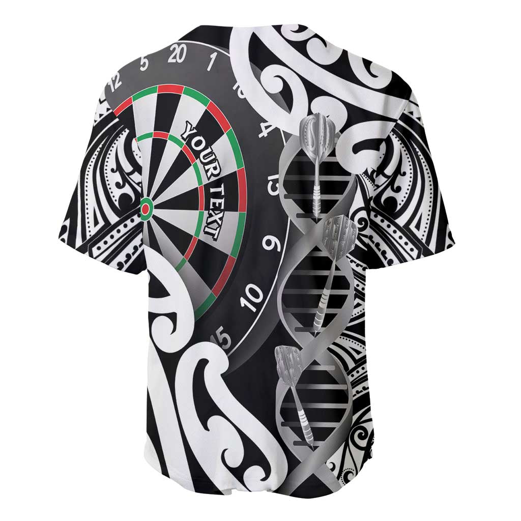 Personalised New Zealand Darts Baseball Jersey Aotearoa Maori Its In My DNA Black - Polynesian Pride