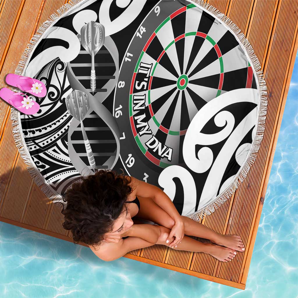 New Zealand Darts Beach Blanket Aotearoa Maori Its In My DNA Black - Polynesian Pride