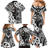 Personalised New Zealand Darts Family Matching Mermaid Dress and Hawaiian Shirt Aotearoa Maori Its In My DNA Black - Polynesian Pride