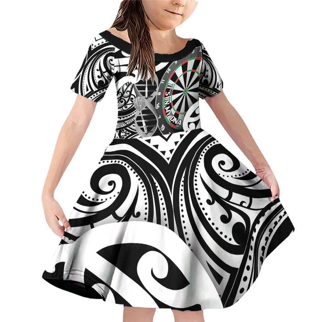 Personalised New Zealand Darts Family Matching Off Shoulder Short Dress and Hawaiian Shirt Aotearoa Maori Its In My DNA Black - Polynesian Pride