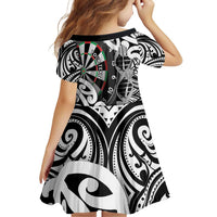 Personalised New Zealand Darts Family Matching Off Shoulder Short Dress and Hawaiian Shirt Aotearoa Maori Its In My DNA Black - Polynesian Pride