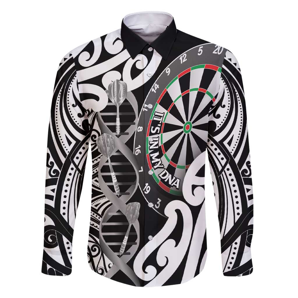 Personalised New Zealand Darts Family Matching Short Sleeve Bodycon Dress and Hawaiian Shirt Aotearoa Maori Its In My DNA Black - Polynesian Pride