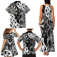 Personalised New Zealand Darts Family Matching Tank Maxi Dress and Hawaiian Shirt Aotearoa Maori Its In My DNA Black - Polynesian Pride