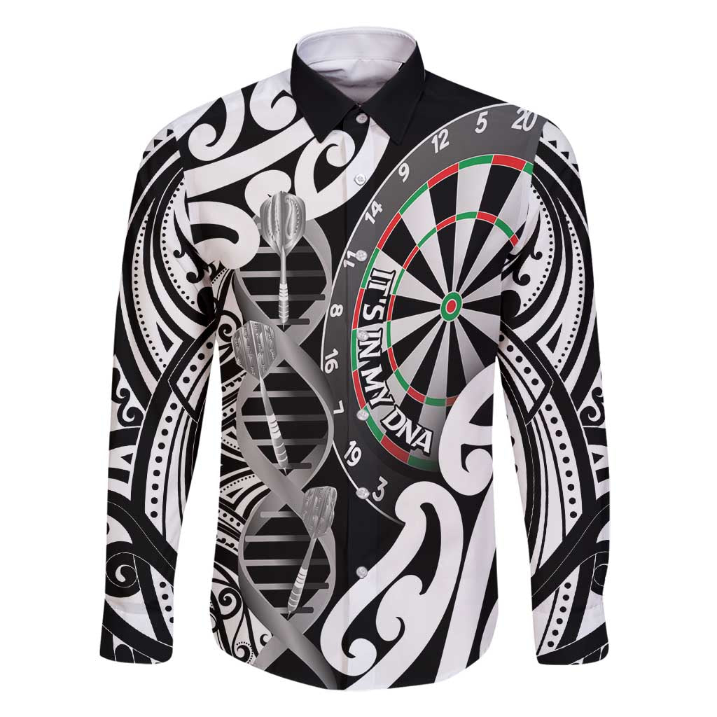 Personalised New Zealand Darts Family Matching Tank Maxi Dress and Hawaiian Shirt Aotearoa Maori Its In My DNA Black - Polynesian Pride