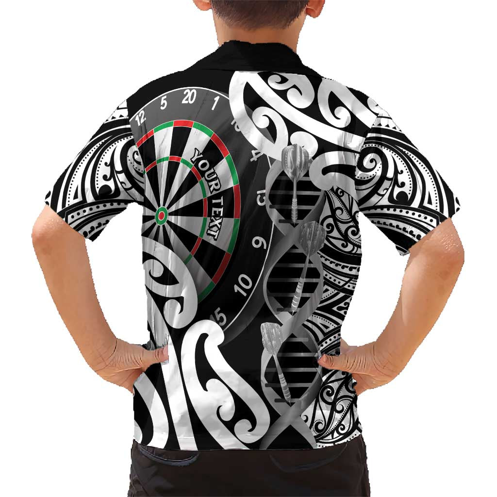 Personalised New Zealand Darts Hawaiian Shirt Aotearoa Maori Its In My DNA Black - Polynesian Pride