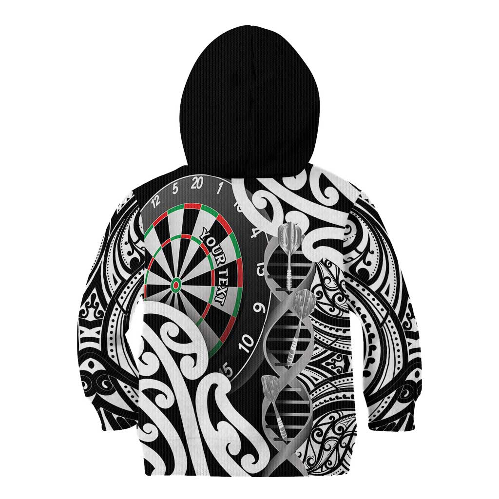 Personalised New Zealand Darts Kid Hoodie Aotearoa Maori Its In My DNA Black - Polynesian Pride