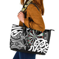New Zealand Darts Leather Tote Bag Aotearoa Maori Its In My DNA Black LT14 Black - Polynesian Pride