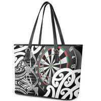 New Zealand Darts Leather Tote Bag Aotearoa Maori Its In My DNA Black LT14 - Polynesian Pride