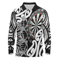 Personalised New Zealand Darts Long Sleeve Polo Shirt Aotearoa Maori Its In My DNA Black - Polynesian Pride