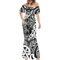 Personalised New Zealand Darts Mermaid Dress Aotearoa Maori Its In My DNA Black - Polynesian Pride