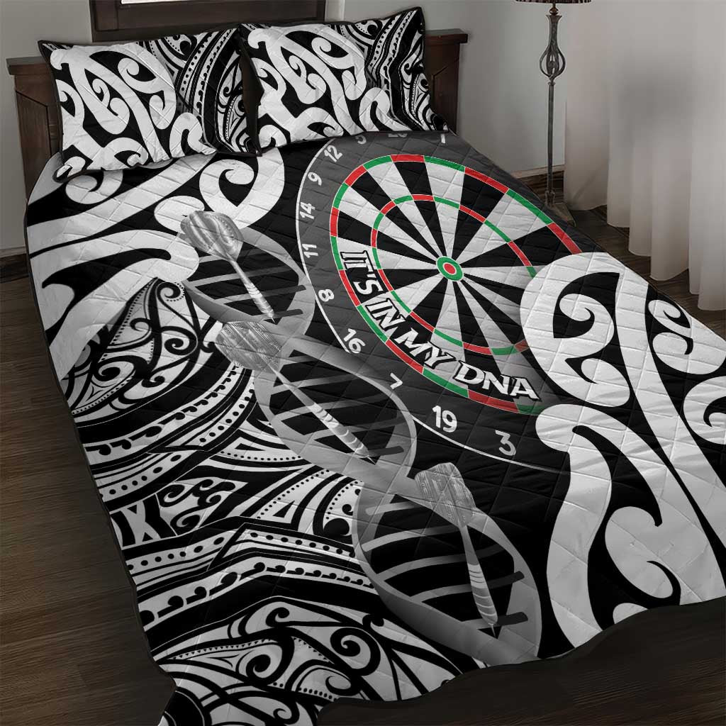 New Zealand Darts Quilt Bed Set Aotearoa Maori Its In My DNA Black - Polynesian Pride