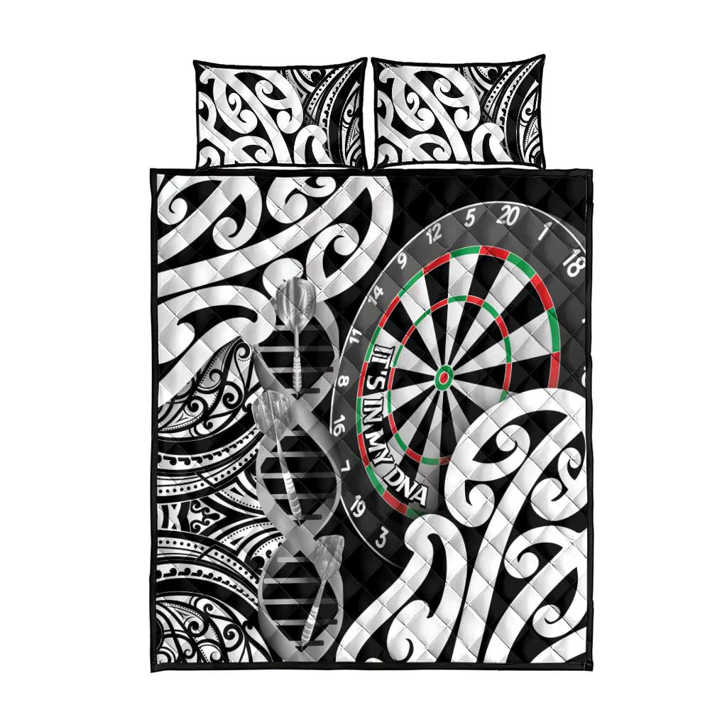 New Zealand Darts Quilt Bed Set Aotearoa Maori Its In My DNA Black - Polynesian Pride