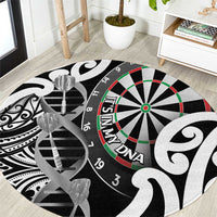 New Zealand Darts Round Carpet Aotearoa Maori Its In My DNA Black - Polynesian Pride