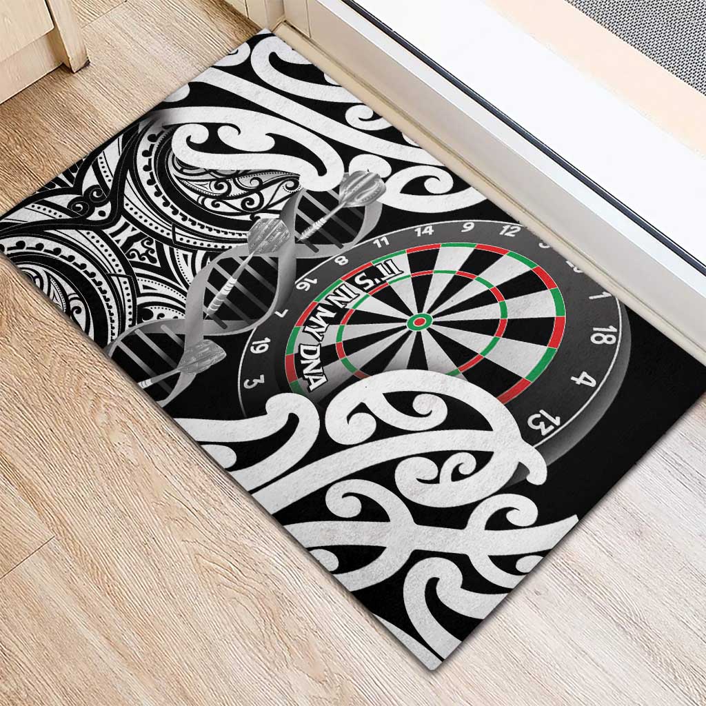 New Zealand Darts Rubber Doormat Aotearoa Maori Its In My DNA Black - Polynesian Pride