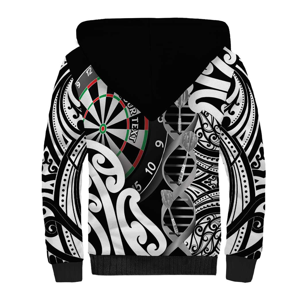 Personalised New Zealand Darts Sherpa Hoodie Aotearoa Maori Its In My DNA Black - Polynesian Pride