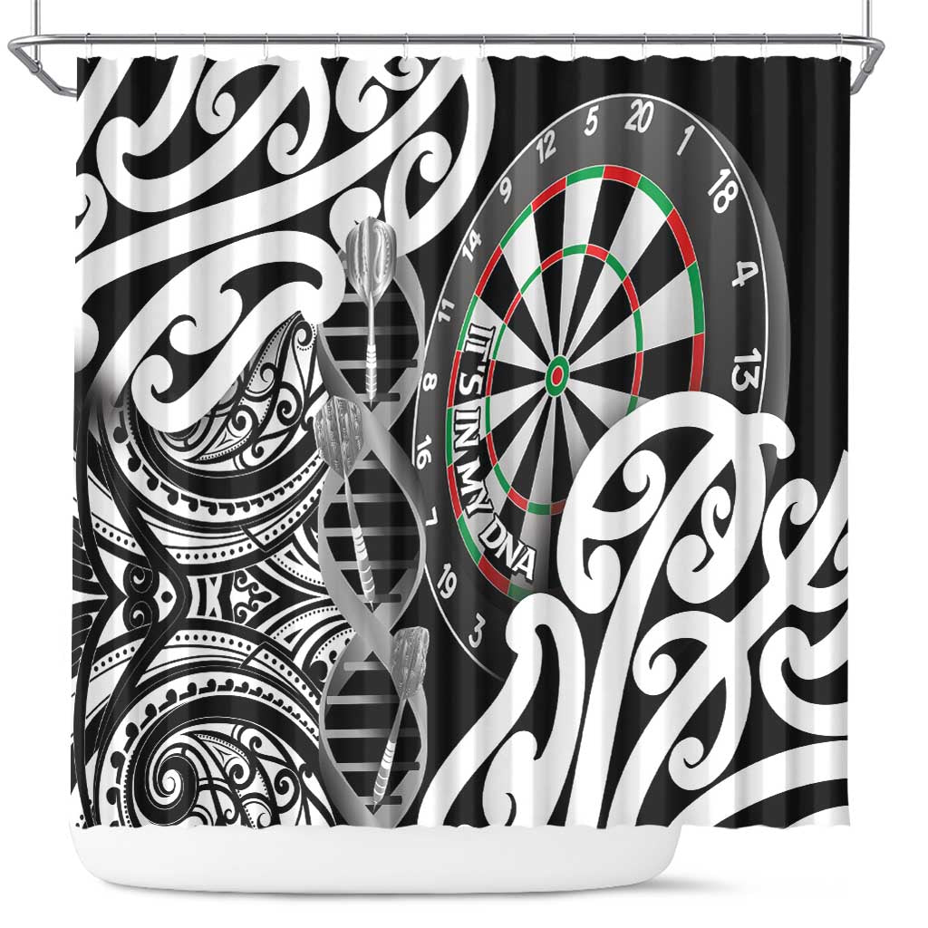 New Zealand Darts Shower Curtain Aotearoa Maori Its In My DNA Black - Polynesian Pride