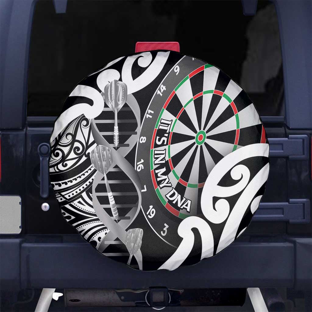 New Zealand Darts Spare Tire Cover Aotearoa Maori Its In My DNA Black - Polynesian Pride