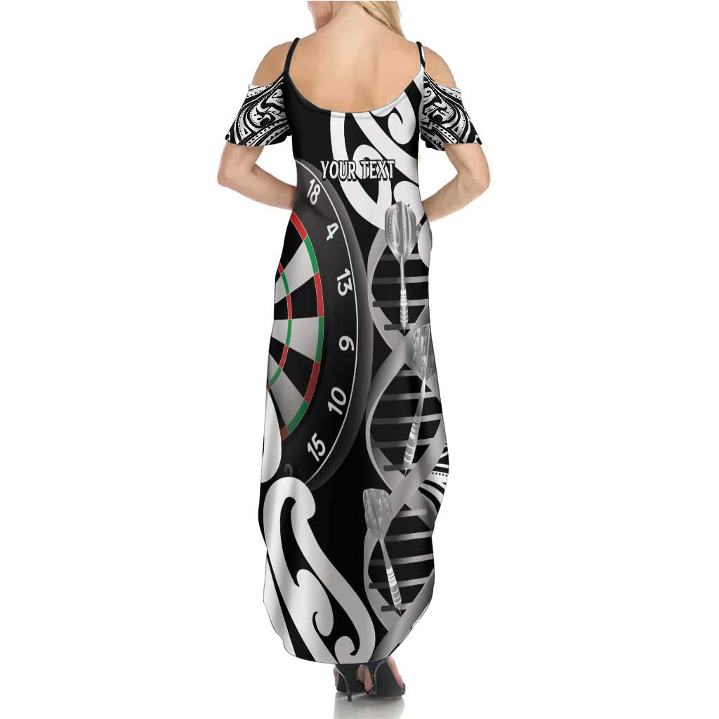 Personalised New Zealand Darts Summer Maxi Dress Aotearoa Maori Its In My DNA Black LT14 - Polynesian Pride