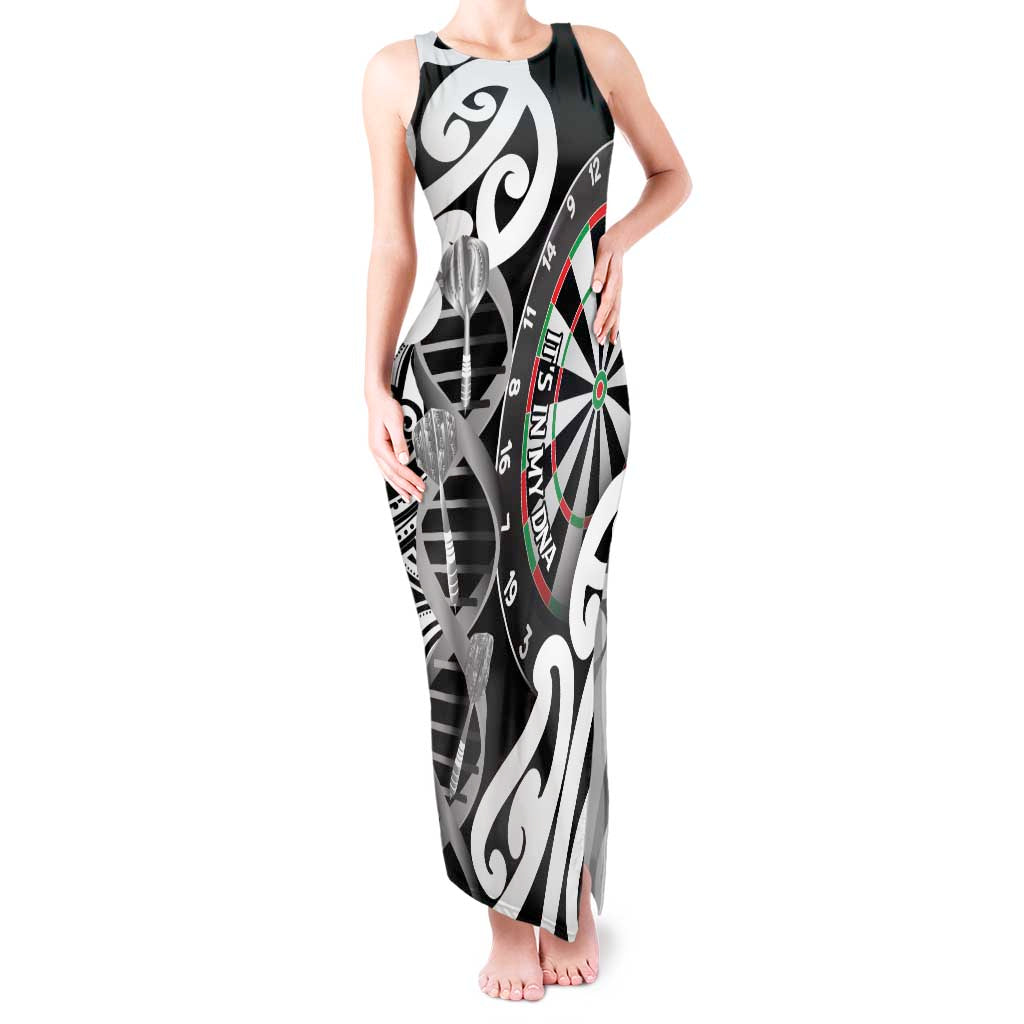 Personalised New Zealand Darts Tank Maxi Dress Aotearoa Maori Its In My DNA Black - Polynesian Pride