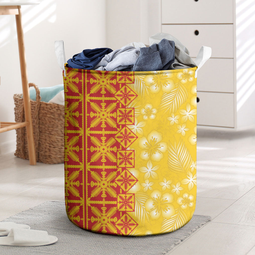 Kahili Quilt Hawaii Laundry Basket Tropical Flower Seamless Half Style LT14 Yellow - Polynesian Pride