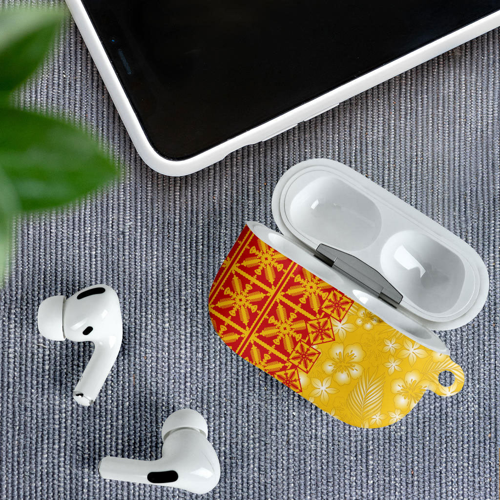 Kahili Quilt Hawaii AirPods Case Tropical Flower Seamless Half Style LT14 - Polynesian Pride