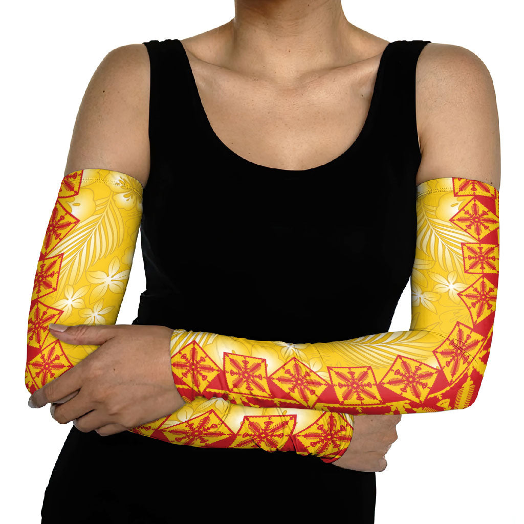 Kahili Quilt Hawaii Arm Sleeves Tropical Flower Seamless Half Style LT14 - Polynesian Pride