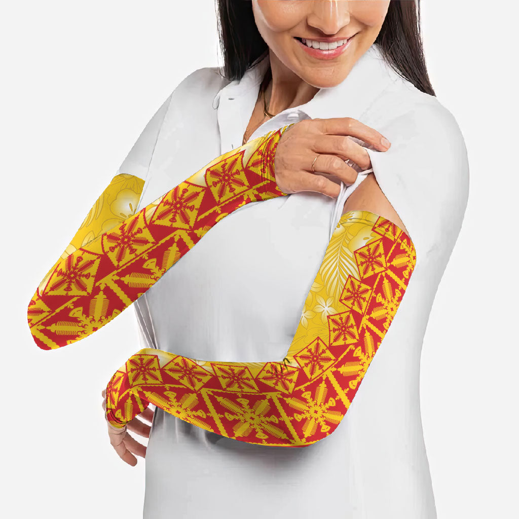 Kahili Quilt Hawaii Arm Sleeves Tropical Flower Seamless Half Style LT14 - Polynesian Pride