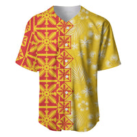 Kahili Quilt Hawaii Baseball Jersey Tropical Flower Seamless Half Style