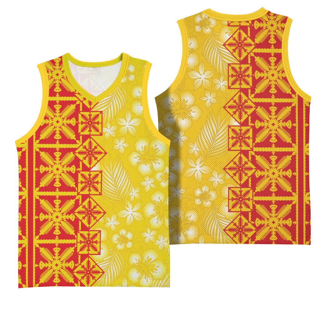 Kahili Quilt Hawaii Basketball Jersey Tropical Flower Seamless Half Style
