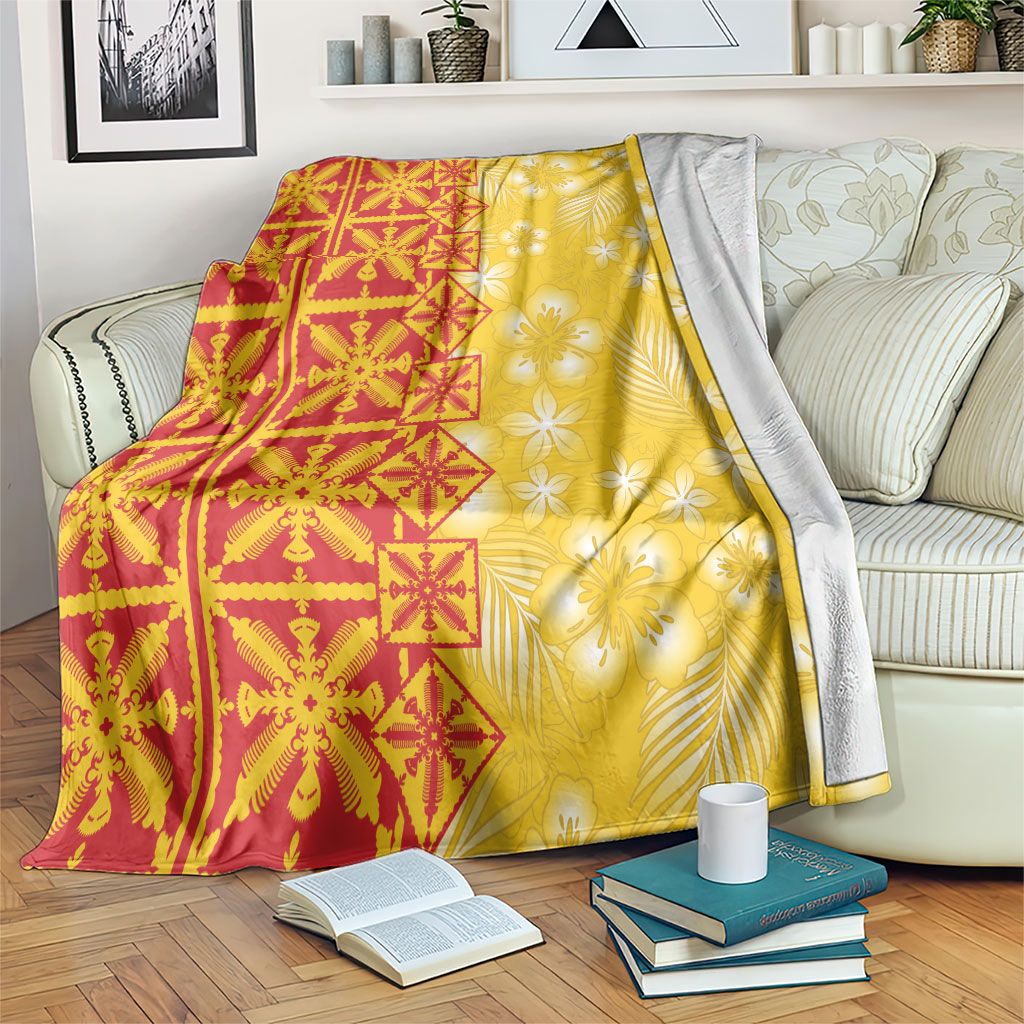 Kahili Quilt Hawaii Blanket Tropical Flower Seamless Half Style LT14 Yellow - Polynesian Pride