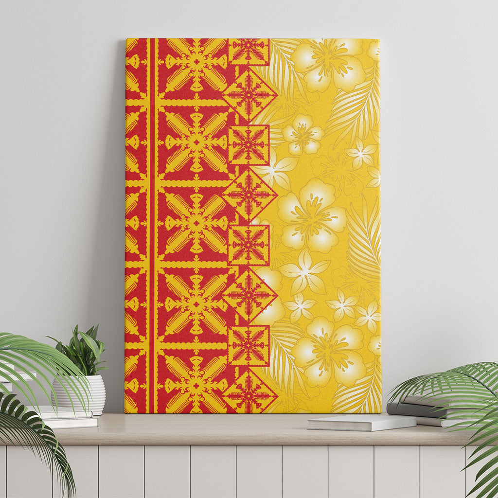Kahili Quilt Hawaii Canvas Wall Art Tropical Flower Seamless Half Style