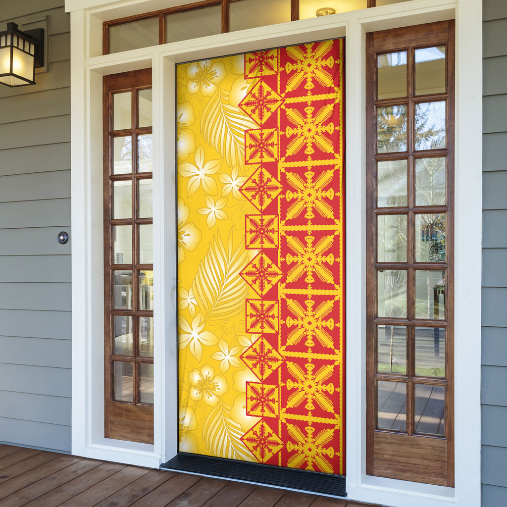 Kahili Quilt Hawaii Door Cover Tropical Flower Seamless Half Style