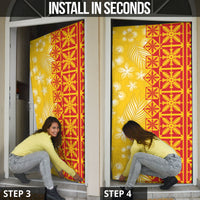Kahili Quilt Hawaii Door Cover Tropical Flower Seamless Half Style
