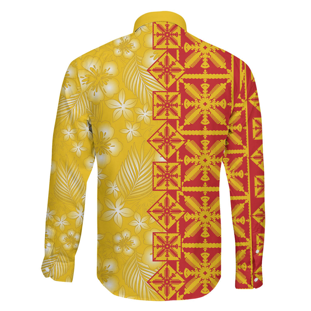 Kahili Quilt Hawaii Family Matching Long Sleeve Bodycon Dress and Hawaiian Shirt Tropical Flower Seamless Half Style LT14 - Polynesian Pride