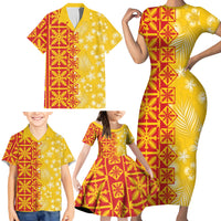 Kahili Quilt Hawaii Family Matching Short Sleeve Bodycon Dress and Hawaiian Shirt Tropical Flower Seamless Half Style LT14 - Polynesian Pride