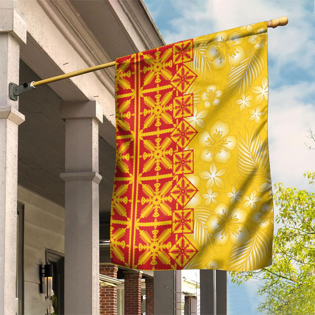 Kahili Quilt Hawaii Garden Flag Tropical Flower Seamless Half Style LT14 House Flag Yellow - Polynesian Pride