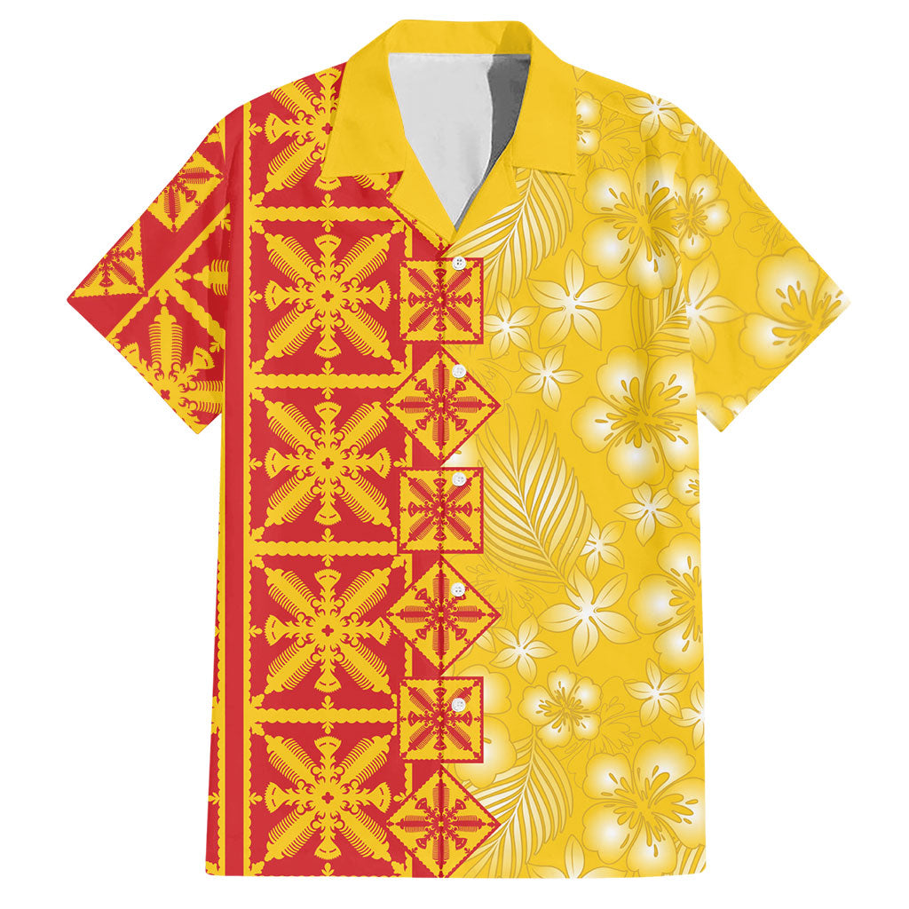 Kahili Quilt Hawaii Hawaiian Shirt Tropical Flower Seamless Half Style LT14 Yellow - Polynesian Pride